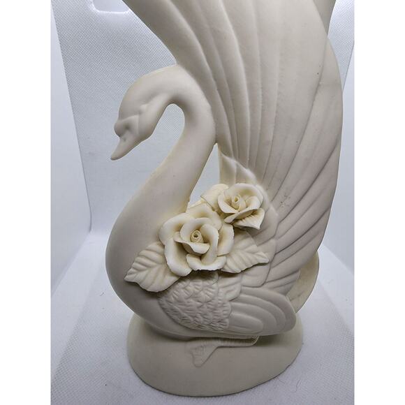 VINTAGE VASE-Porcelain Bisque-Ivory-Swan-Art Deco Style-8.25" - Picture 16 of 16